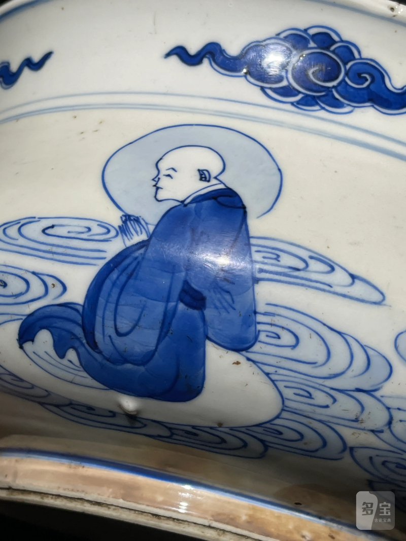 清康熙 青花罗汉纹香炉 - 图7